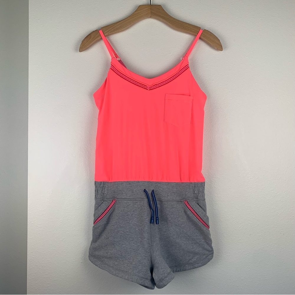 Ivivva Lululemon Coral Grey Camp‎ Hardly Wait Romper Neon One Piece
